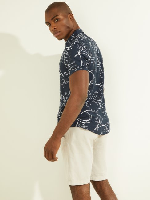 Chemise à Fleurs Du Pacifique En Rayonne écologique Smart Blue Multi Guess