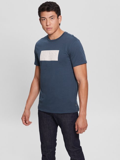 T-shirt Bleu Constellation à Logo écologique Guess