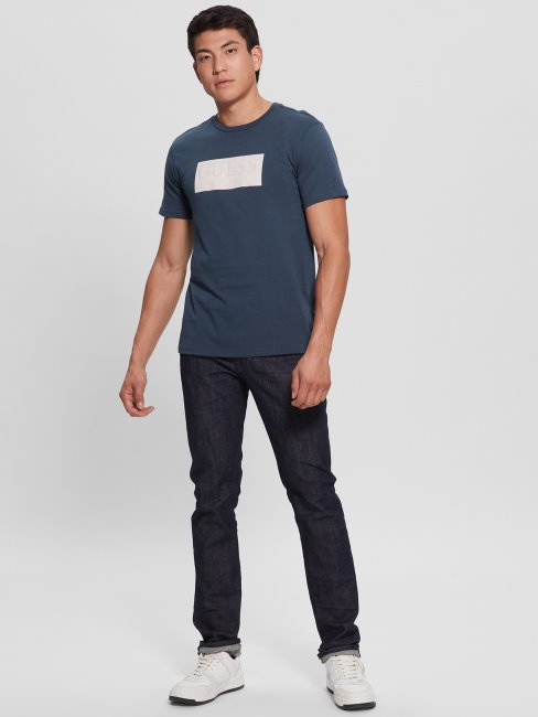 T-shirt Bleu Constellation à Logo écologique Guess