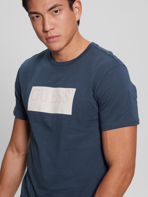 T-shirt Bleu Constellation à Logo écologique Guess