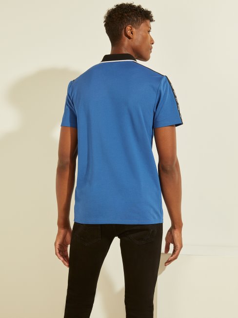 Polo Guess Bande Logo Piqué Saphir électrique