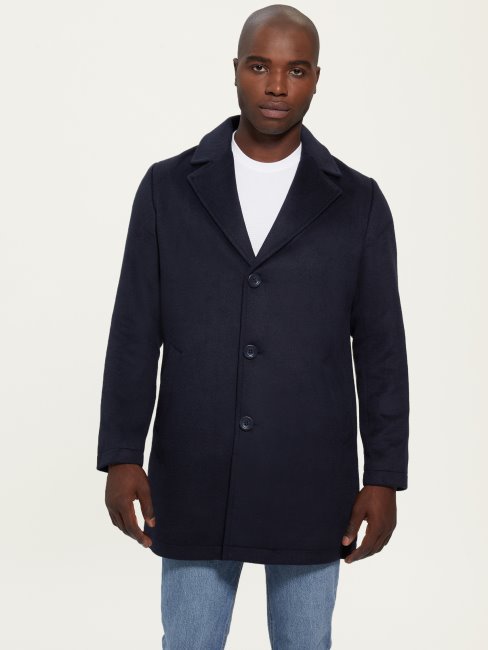 Guess Bleu élégant Manteau Habillé En Laine Mélangée