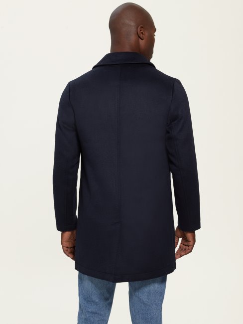 Guess Bleu élégant Manteau Habillé En Laine Mélangée