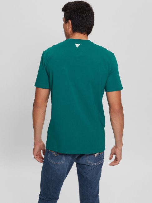 T-shirt à Logo Brodé Guess Eco Brock Tropique Bleu Sarcelle