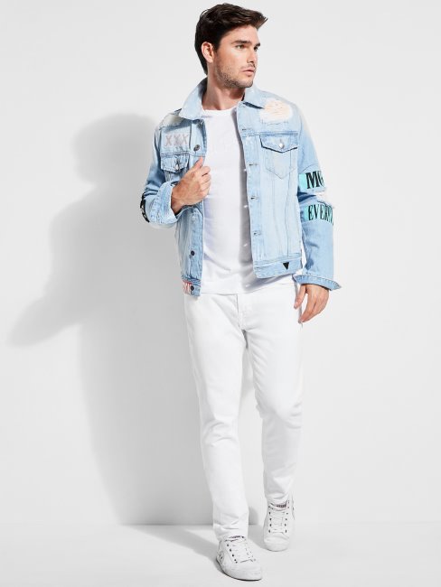 T-shirt Blanc Pur Logo Brodé Guess