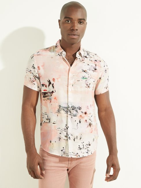 Chemise Bord De Mer En éco Rayonne Imprimé Guess Bord De Mer