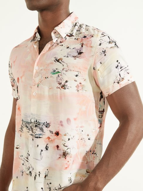 Chemise Bord De Mer En éco Rayonne Imprimé Guess Bord De Mer