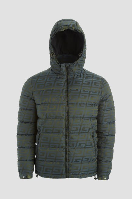 Doudoune Bleu/vert Logo Jacquard Logo Guess Allover