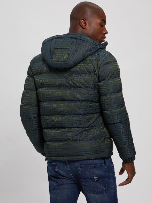 Doudoune Bleu/vert Logo Jacquard Logo Guess Allover