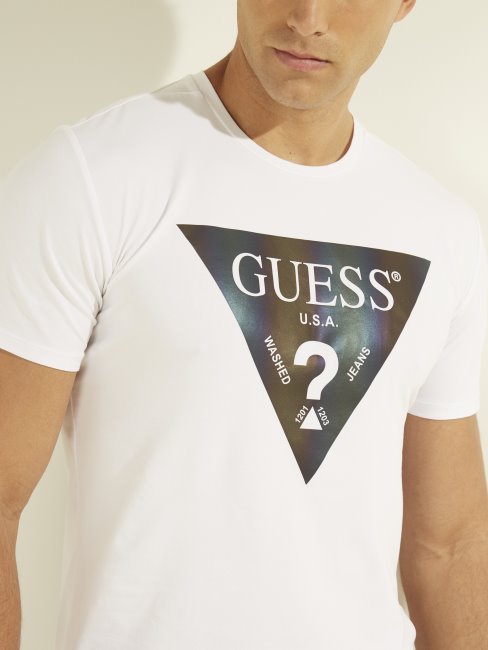 Tee Shirt Graphique à Logo Irisé True White Guess