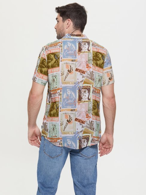 Chemise De Carte Postale Mondiale à Imprimé De Cartes Postales Guess