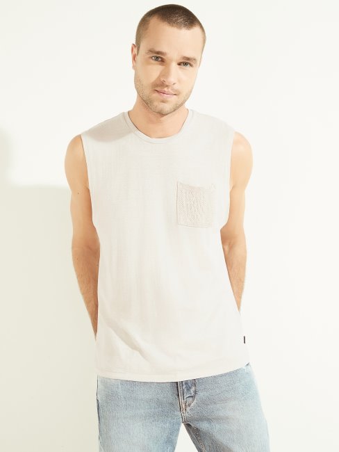 T-shirt Musculaire En Coton De Chanvre Muted Stone Multi Guess