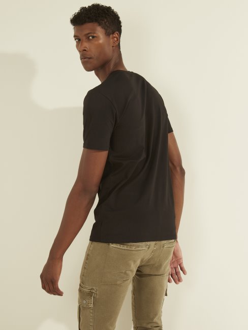 T-shirt Graphique à Logo Irisé Noir De Jais Guess