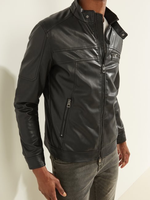 Veste De Motard En Similicuir Noir Jet Guess Nouvelle Tendance