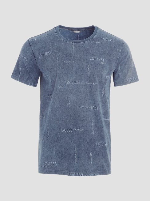 Tee Shirt Ates Logo Indigo Guess
