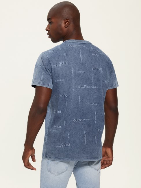 Tee Shirt Ates Logo Indigo Guess