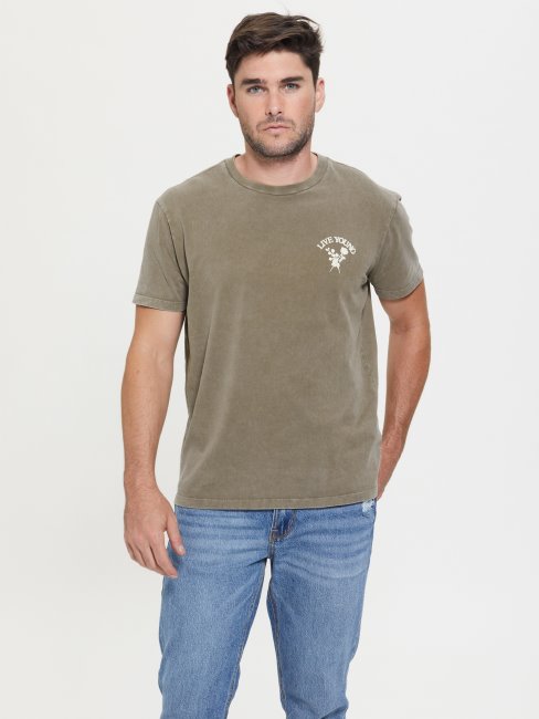 Tee Shirt Guess Multi Eco Live Young En Coquille De Noyer