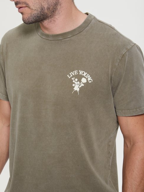 Tee Shirt Guess Multi Eco Live Young En Coquille De Noyer