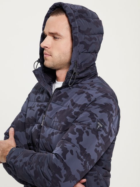 Doudoune Camouflage Cachemire Bleu Camou Bandana Guess