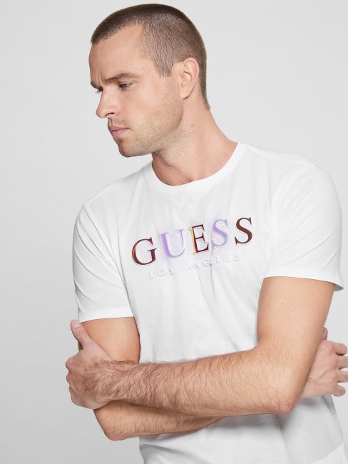 T-shirt à Logo En Relief Guess Blanc Propre