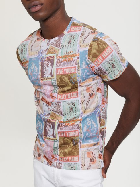 T-shirt De Carte Postale Mondial Multi Eco Blanc Pur Devinez