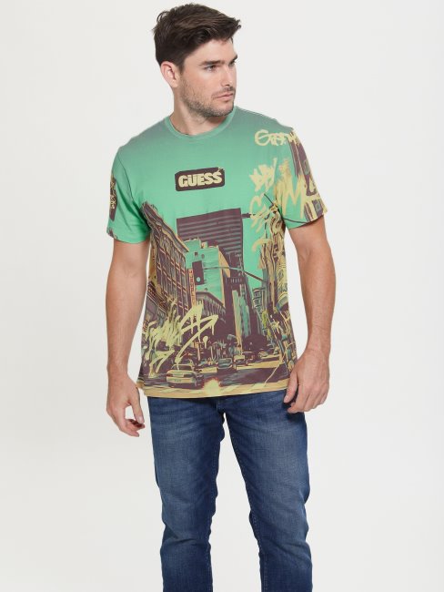 Tee Shirt Guess Multi Eco Dtla Blanc Pur