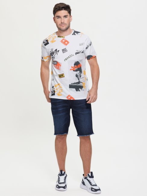 Guess Urban City Collage Tee Blanc Pur Multi