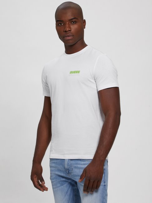 T-shirt Guess Eco Royal Blanc Avec Bande Logo