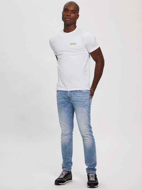 T-shirt Guess Eco Royal Blanc Avec Bande Logo