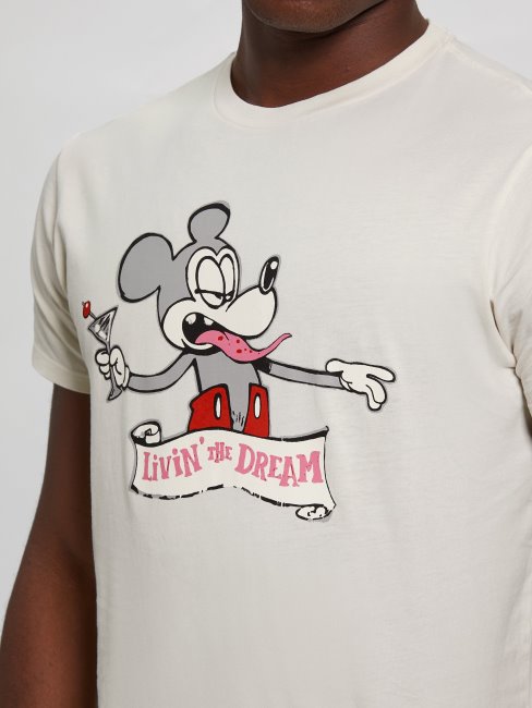 T-shirt Blanc Salé Devine Vivre Le Rêve