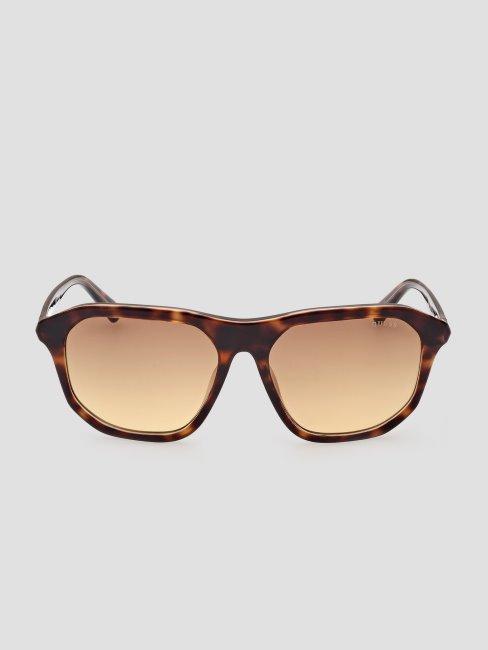 Guess Lunettes De Soleil Navigator En Plastique Dark Havana/gradient Brn