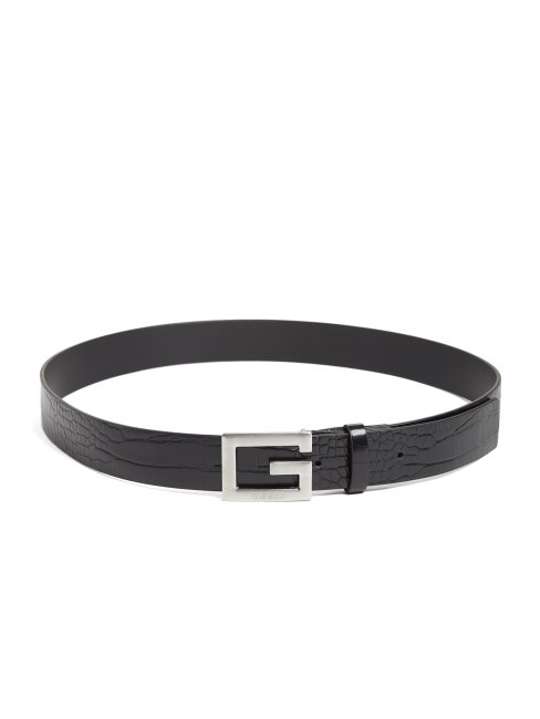 Guess Ceinture Noire Embossée Crocodile Calabria
