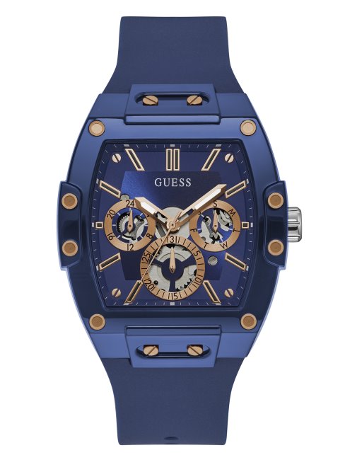Montre Multifonction En Silicone Bleu Et Doré Rose Multi Guess