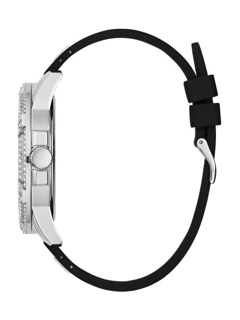 Montre Multifonction En Métal Argenté Et Silicone Noir Cut-through Guess Noir