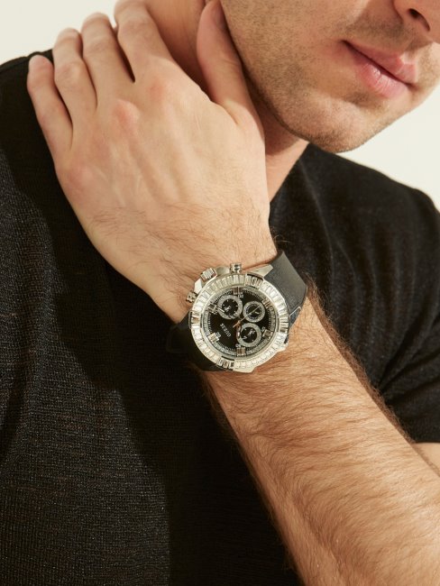 Montre Multifonctions Noire Et Argentée Guess Noir