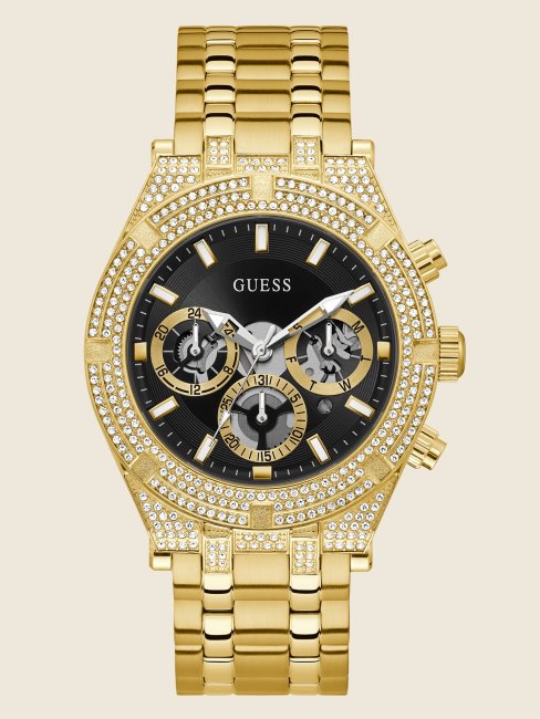 Montre Multifonction à Cadran Exposé Doré Gold Guess