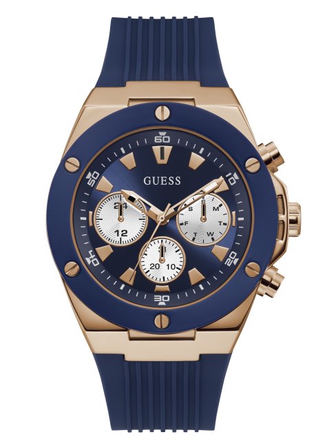 Montre Guess En Silicone Multicolore Bleu Et Or Rose