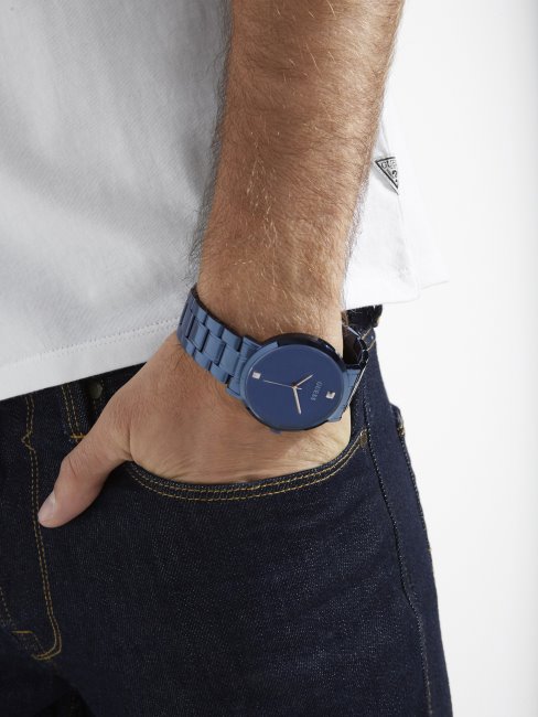 Montre Analogique Guess Bleu Diamant Bleu