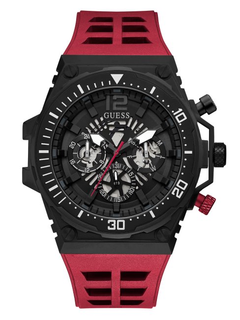 Montre Multifonction Noire Et Rouge Guess Multi