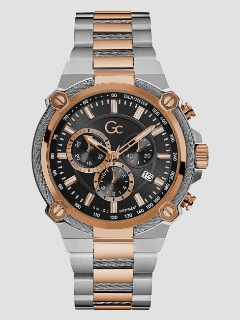 Montre Chronographe Guess Bicolore Argentée Et Noire
