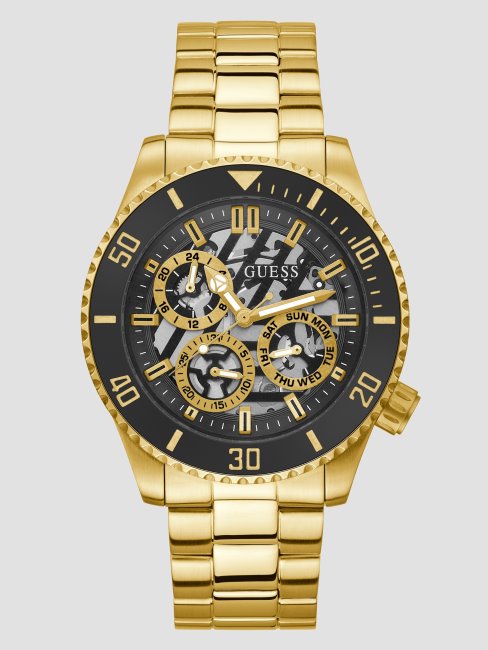 Montre Multifonction Noire Et Dorée Guess Gold