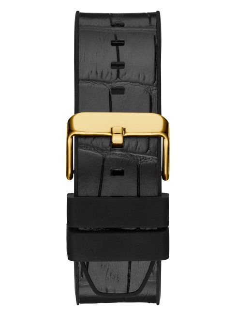 Montre Multifonction Noire Dorée Et Croco Noir Guess