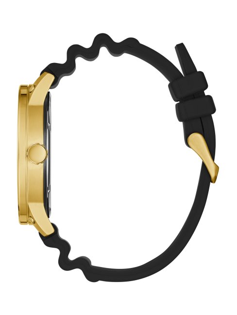 Montre Analogique En Silicone Doré Et Noir Guess Multi