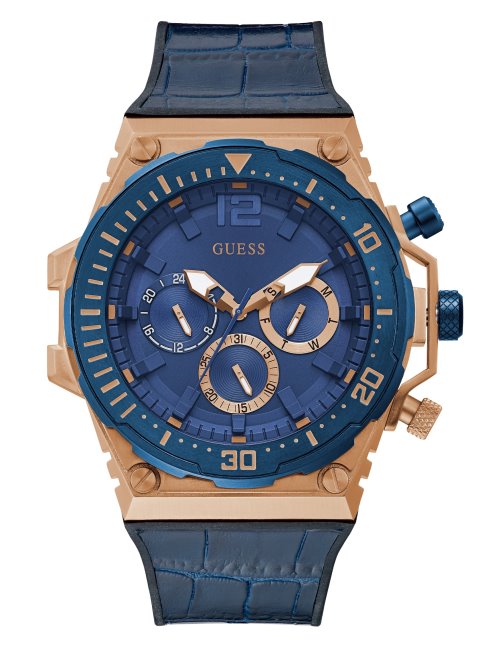 Montre Multifonction Bleu Et Or Rose Guess Multi