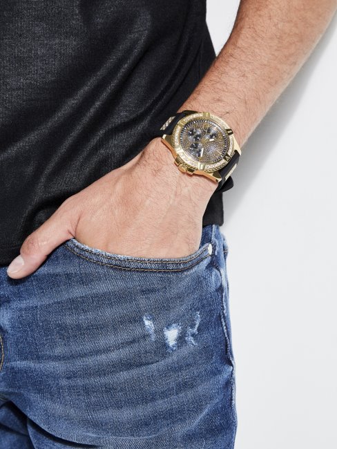 Montre Multifonction Noire Dorée Guess