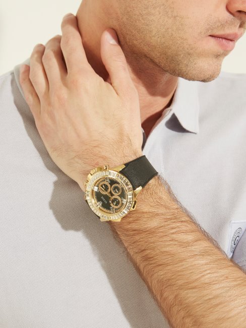 Montre Multifonction Dorée Et Noire Black Guess