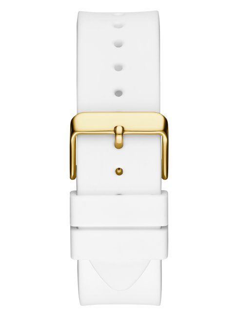 Montre Multifonction Baguette Dorée Et Blanche White Guess