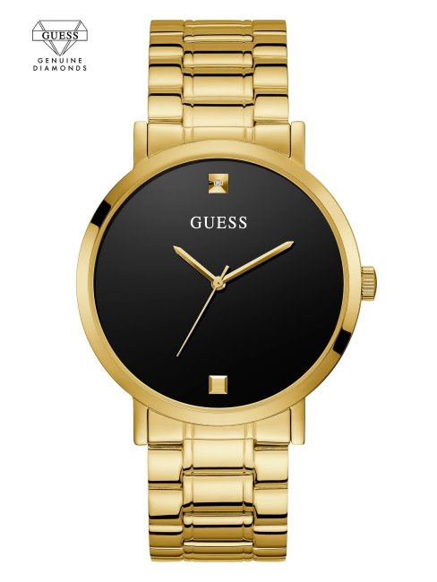 Montre Analogique En Or Et Diamants Noirs Guess