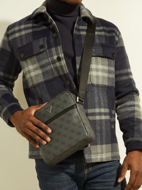 Guess Sac à Bandoulière Carré Zippé Noir Vezzola Smart Top