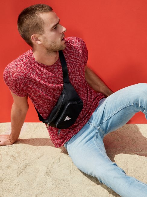 Sac Banane En Toile Noire Guess